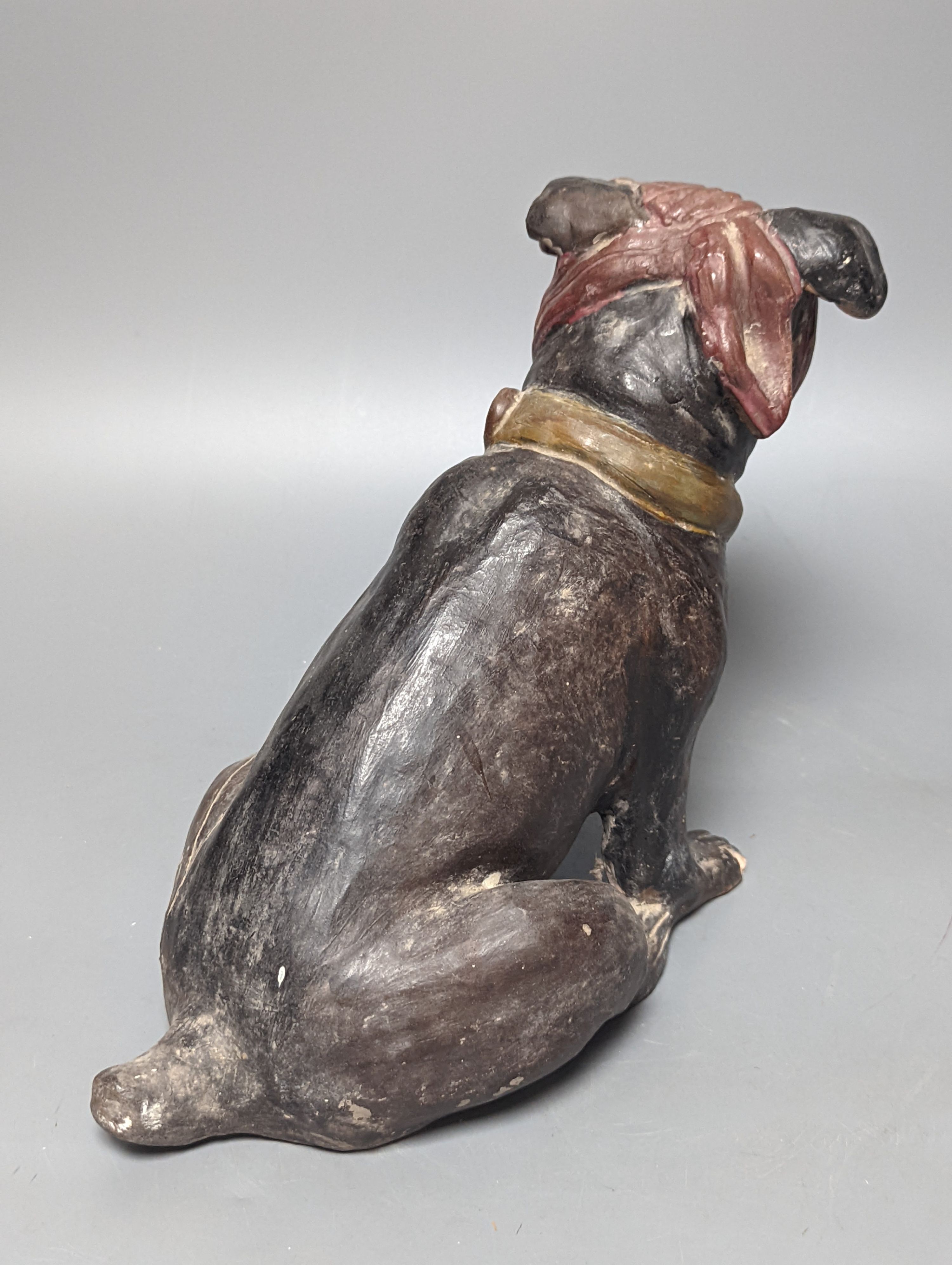 An Austrian cold painted terracotta model of a dog wearing a bandana, 21.5cm high